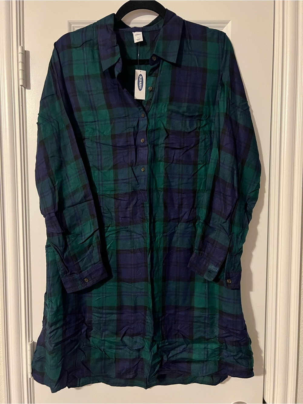 Plaid Long-Sleeve Shirt Dress